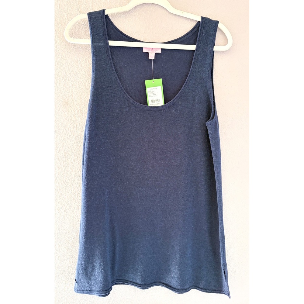 NWT Lilly Pulitzer Elizabella Sweater Tank Navy Metallic Coastal Resortwear L